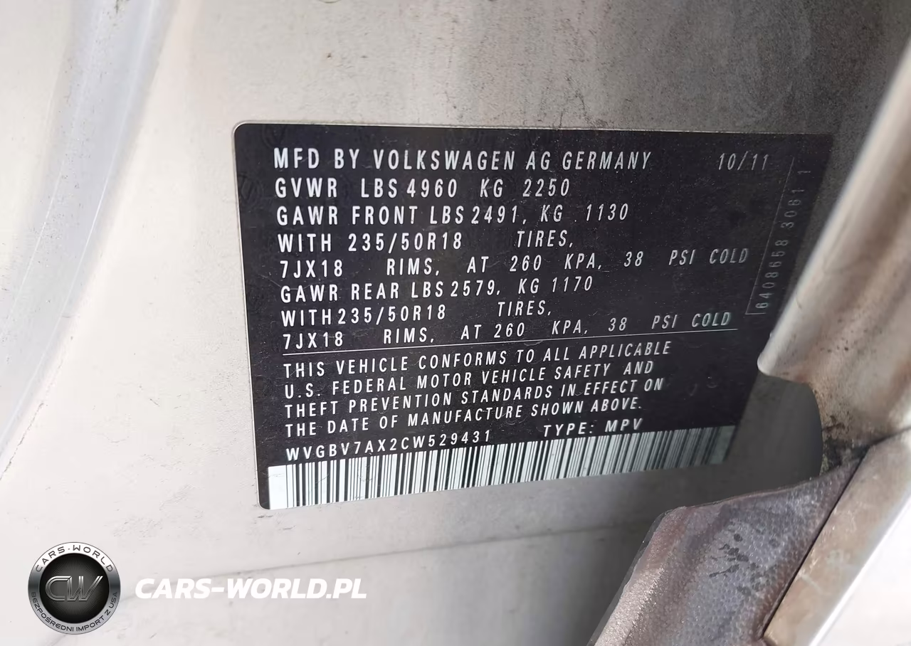 2012 Volkswagen Tiguan Se VIN:WVGBV7AX2CW529431 - 9