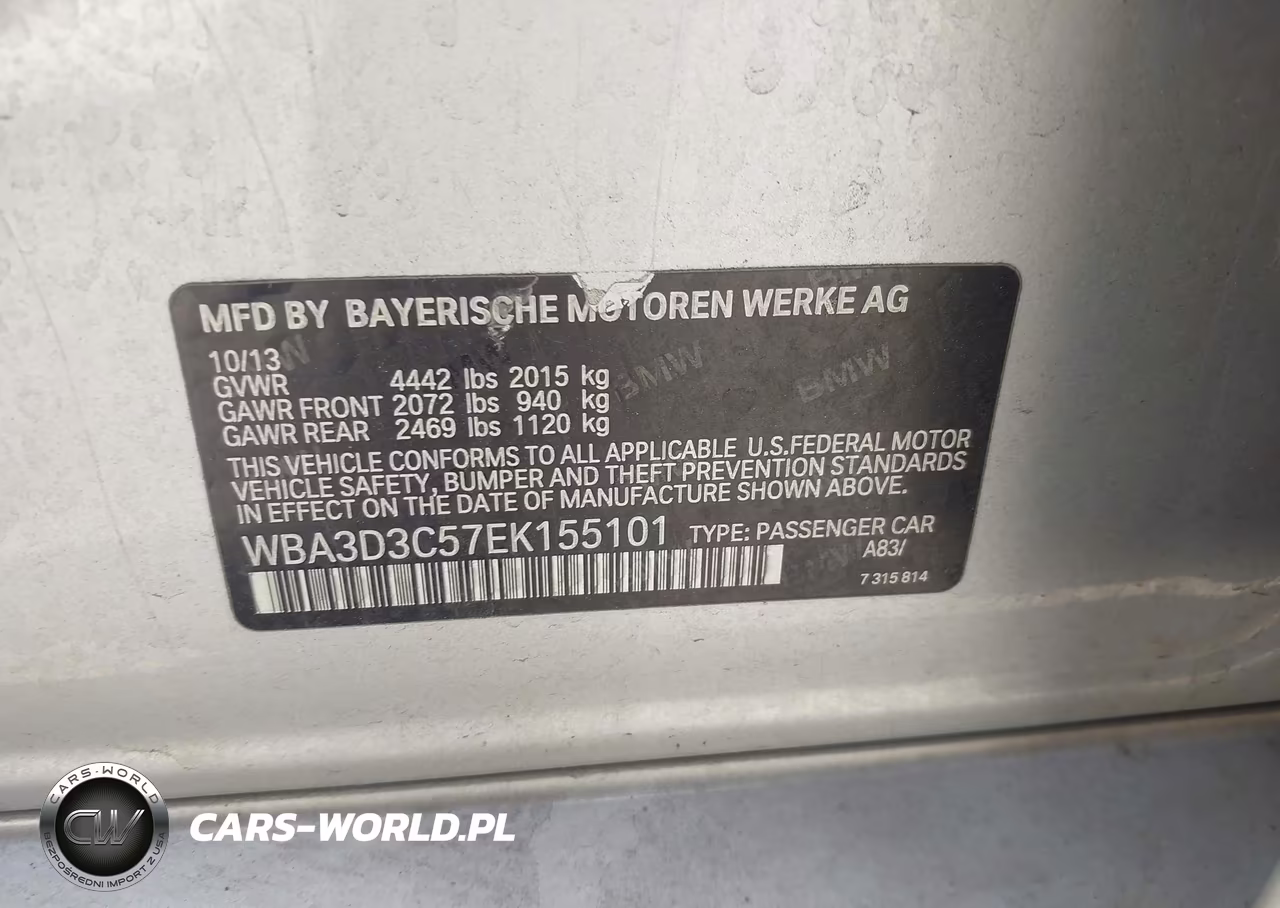 2014 BMW 328D VIN:WBA3D3C57EK155101 - 9