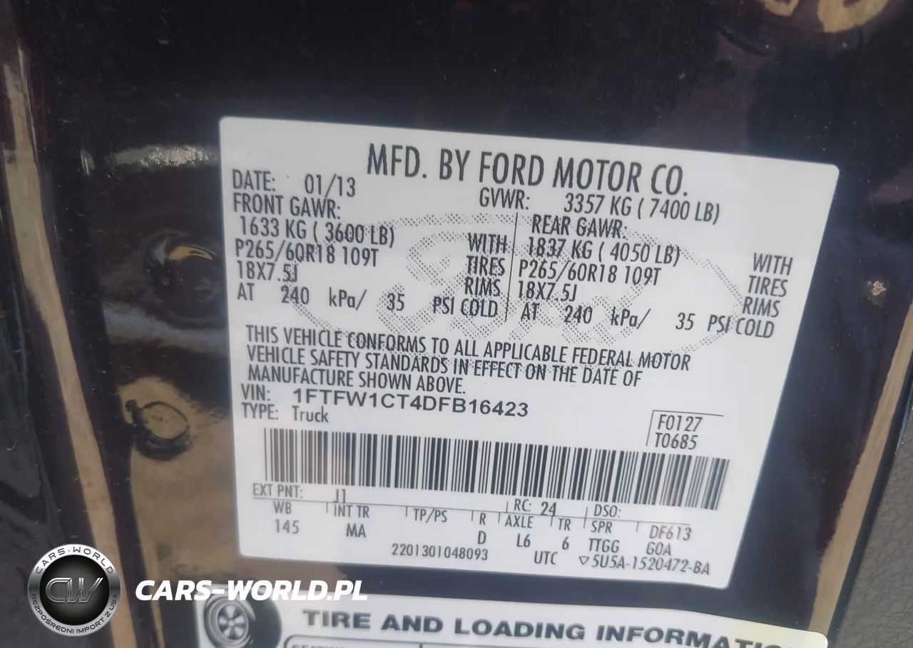 2013 Ford F-150 Xlt VIN:1FTFW1CT4DFB16423 - 9