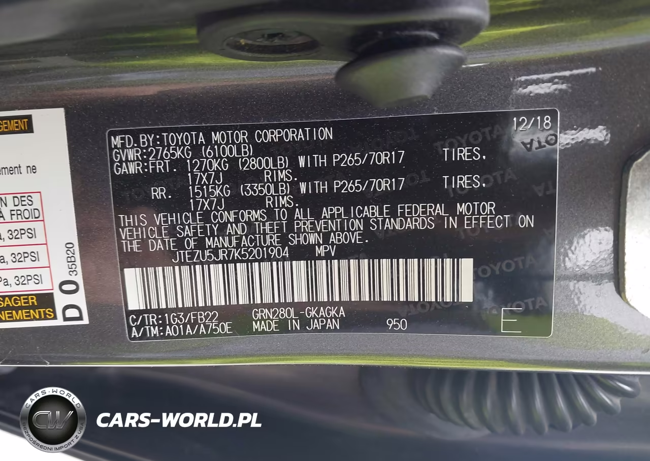 2019 Toyota 4Runner Sr5 VIN:JTEZU5JR7K5201904 - 9