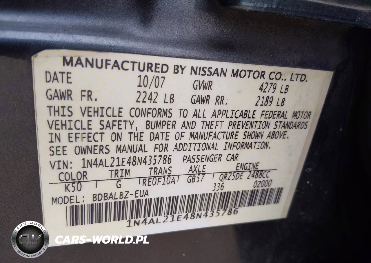 2008 Nissan Altima 2.5 S VIN:1N4AL21E48N435786 - 9