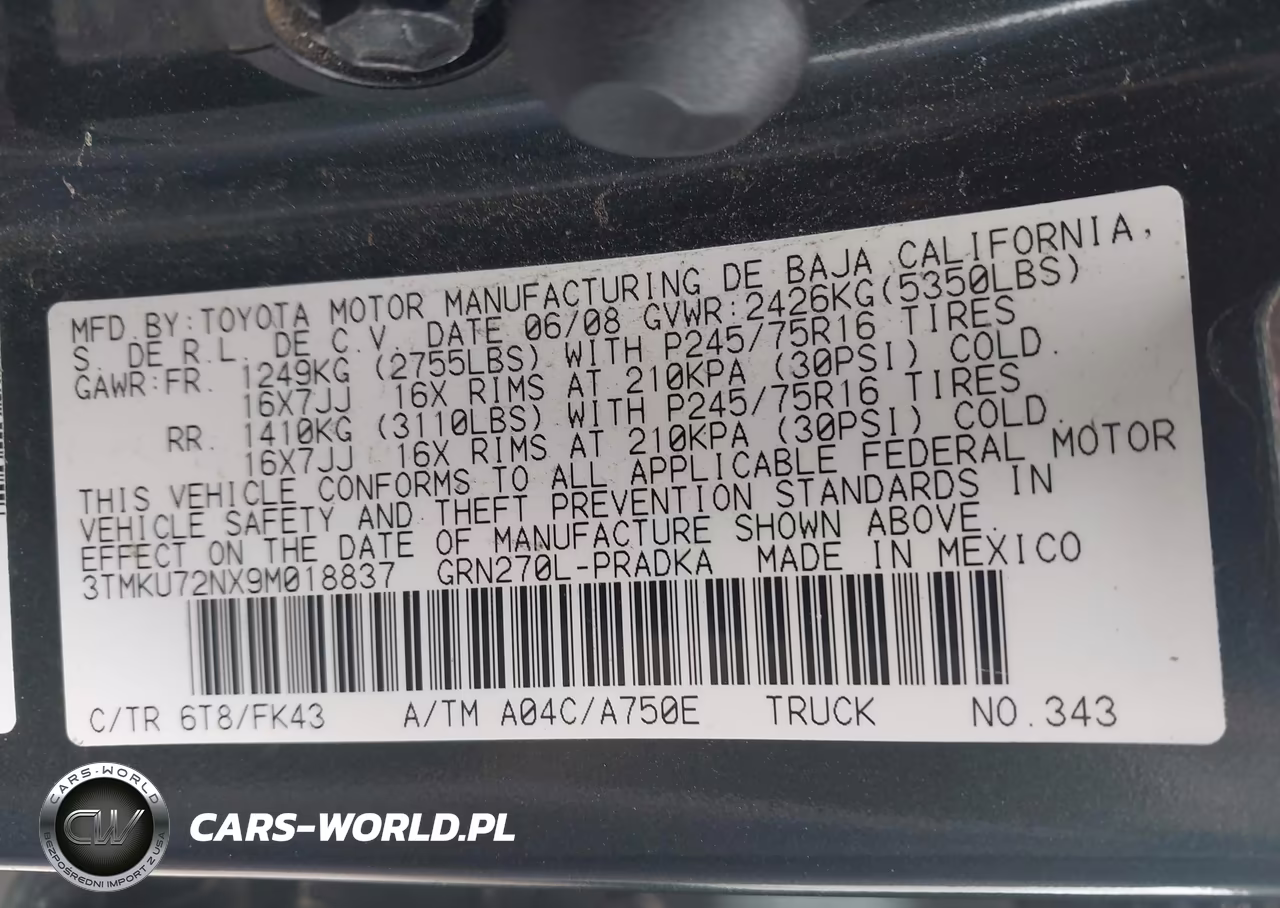 2009 Toyota Tacoma Prerunner V6 VIN:3TMKU72NX9M018837 - 9