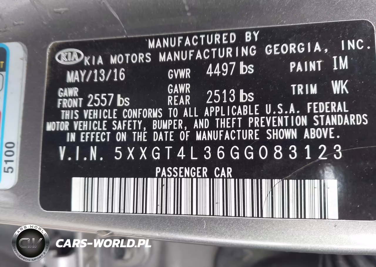KIA OPTIMA VIN:5XXGT4L36GG083123 - 9