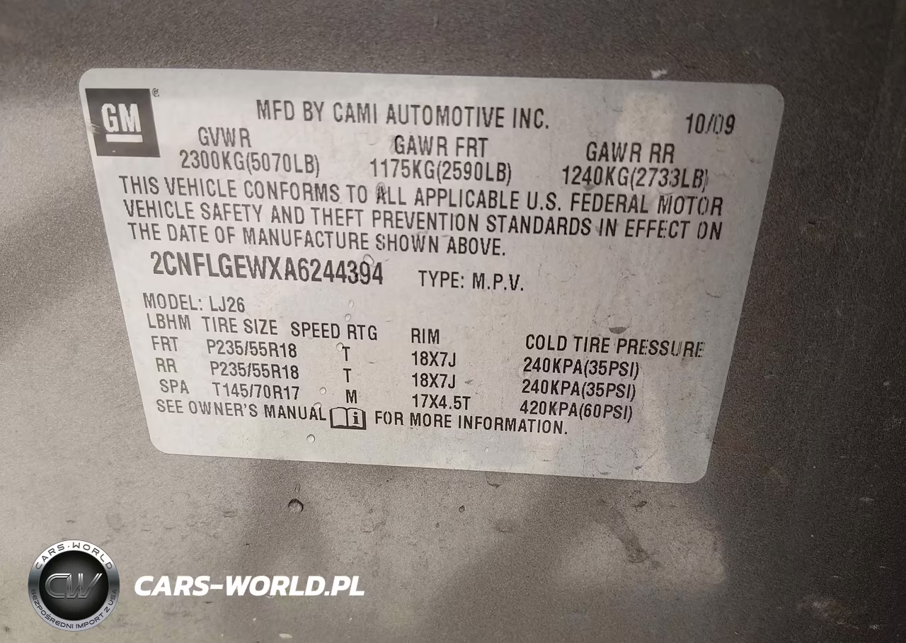 2010 Chevrolet Equinox Ltz VIN:2CNFLGEWXA6244394 - 9
