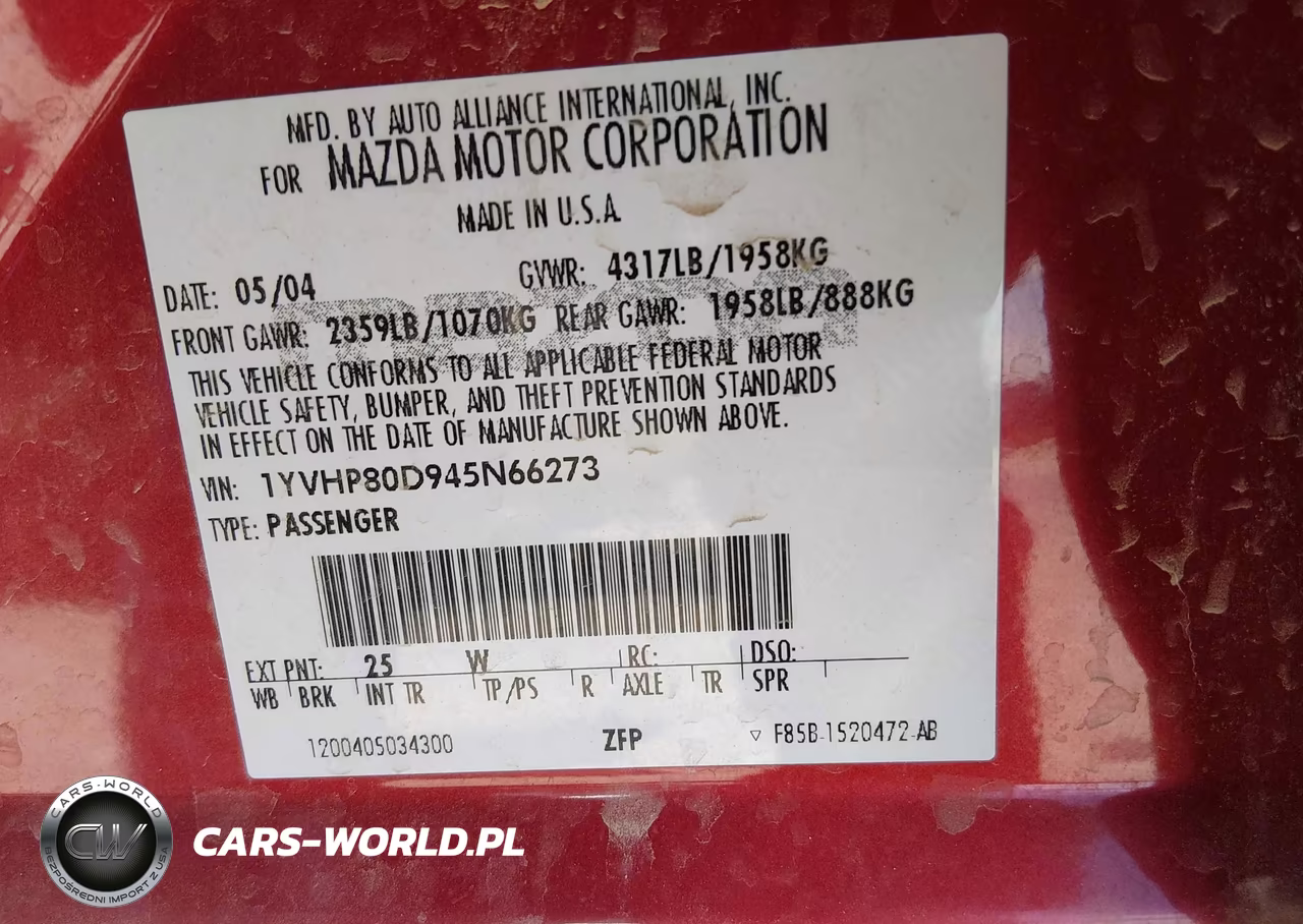 2004 Mazda Mazda6 S VIN:1YVHP80D945N66273 - 9