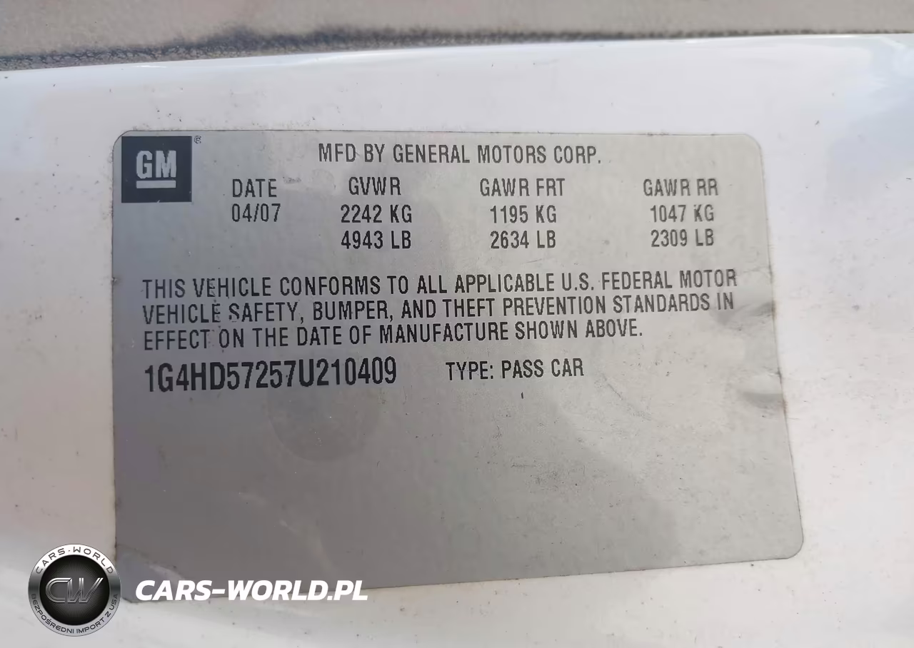 2007 Buick Lucerne Cxl VIN:1G4HD57257U210409 - 9