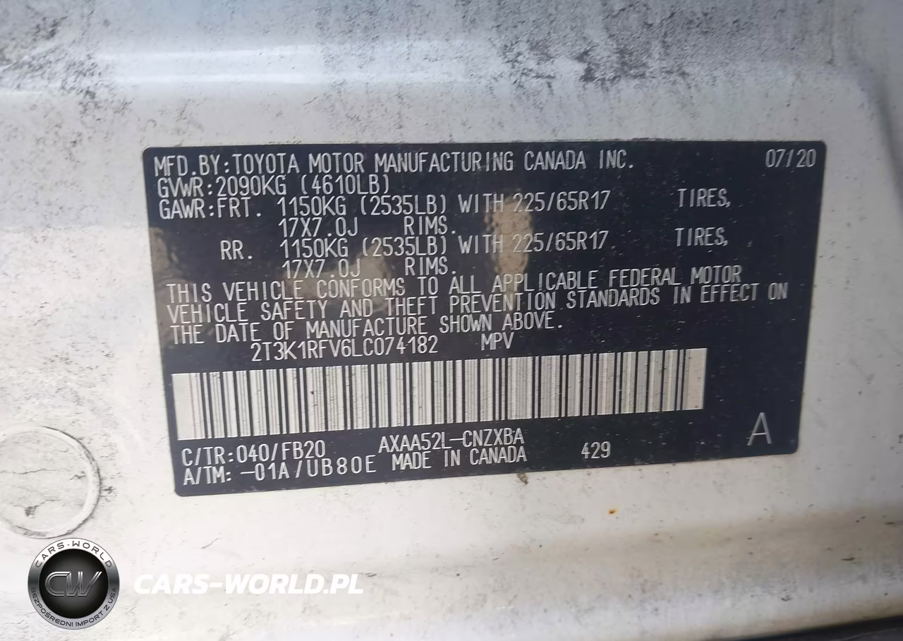 2020 Toyota Rav4 Le VIN:2T3K1RFV6LC074182 - 9