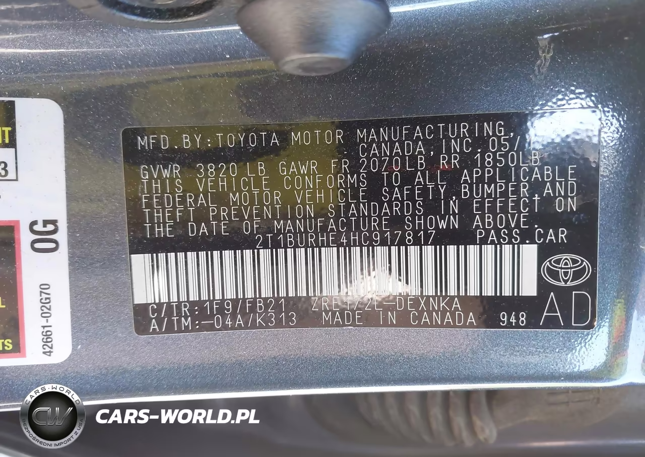 2017 Toyota Corolla Le VIN:2T1BURHE4HC917817 - 9
