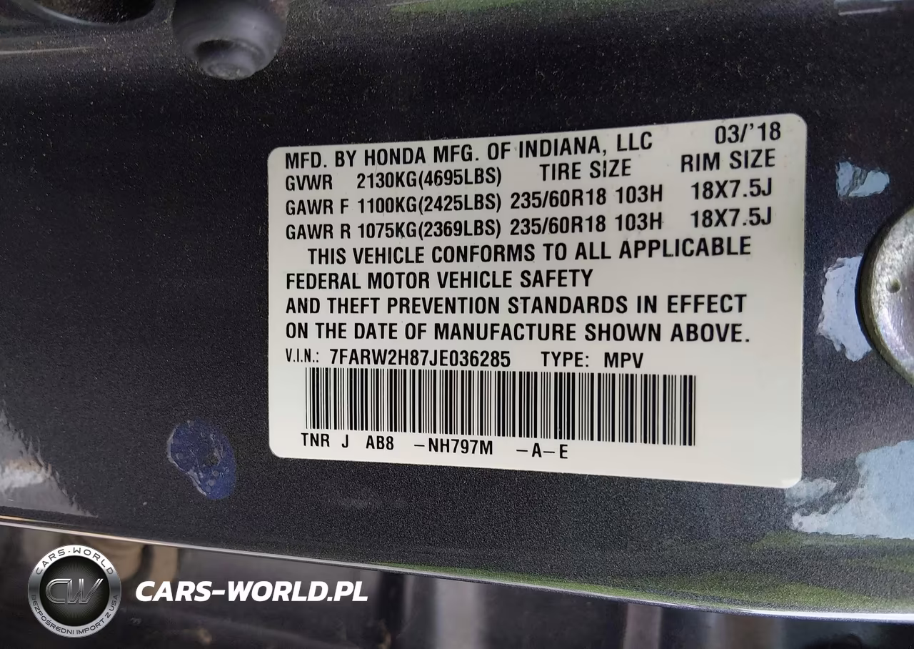 2018 Honda Cr-V Ex-L-Ex-L Navi VIN:7FARW2H87JE036285 - 9