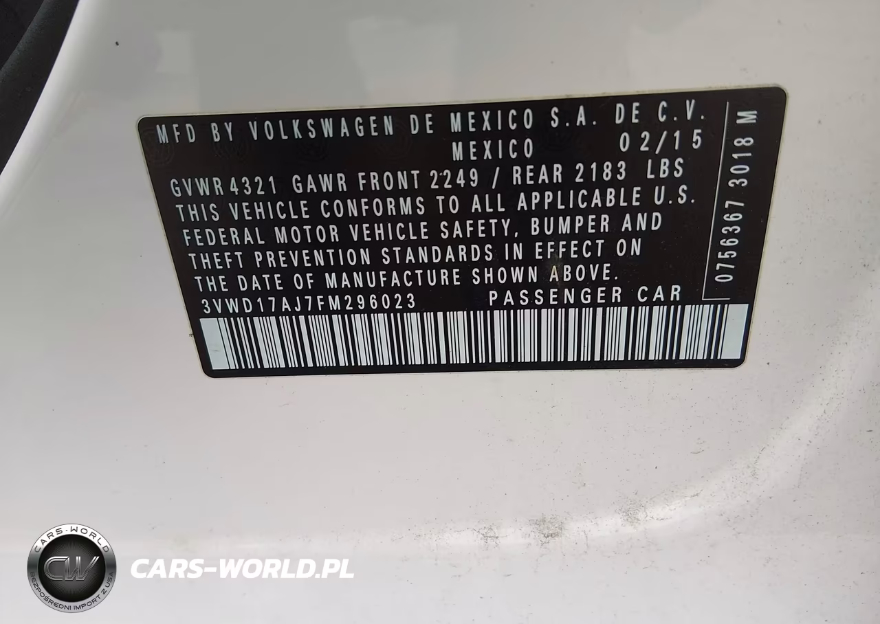 2015 Volkswagen Jetta 1.8T Se VIN:3VWD17AJ7FM296023 - 9