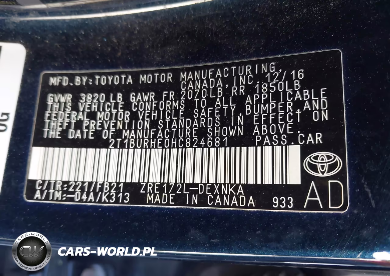 2017 Toyota Corolla Le VIN:2T1BURHE0HC824681 - 9