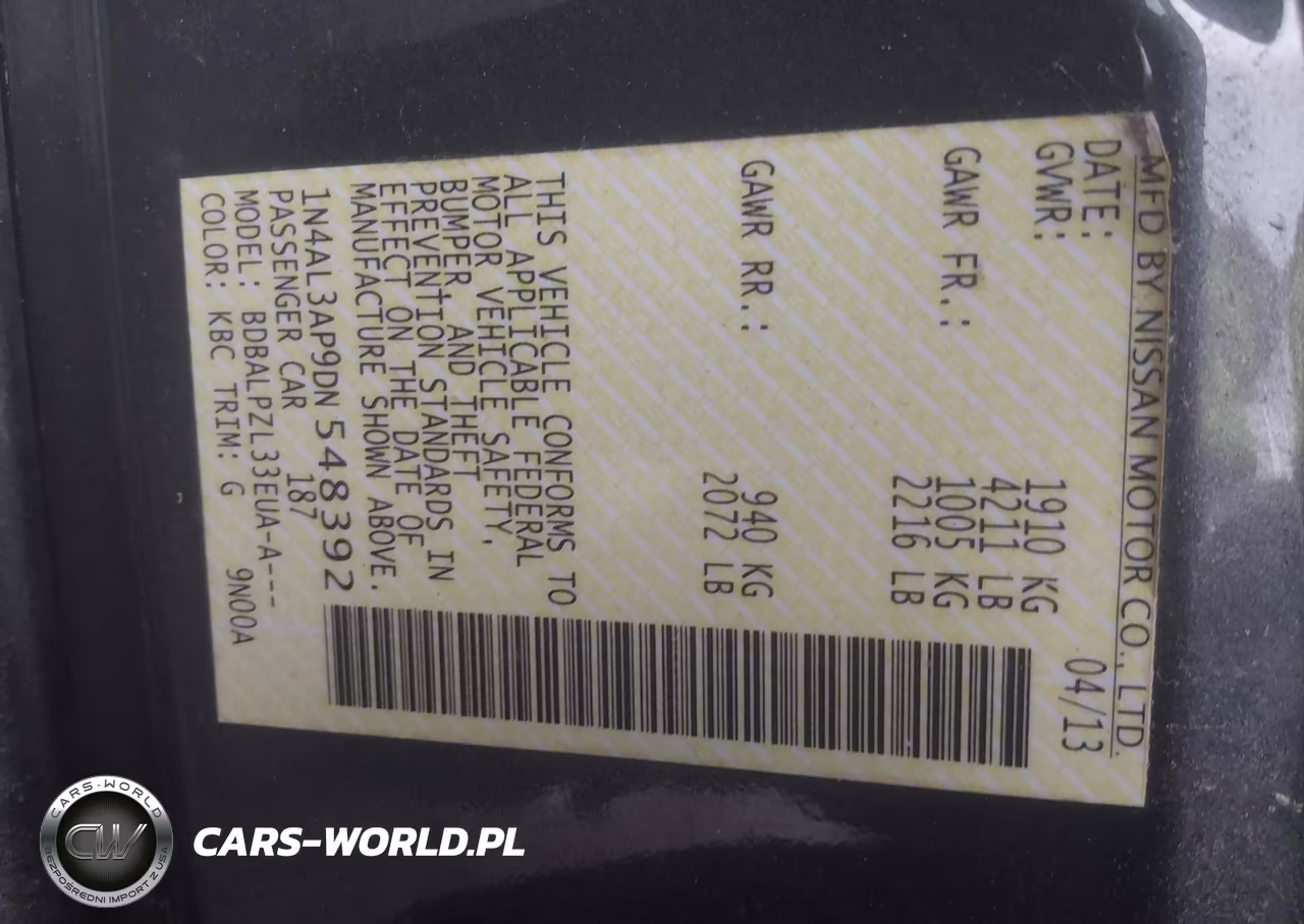 2013 Nissan Altima 2.5 VIN:1N4AL3AP9DN548392 - 9