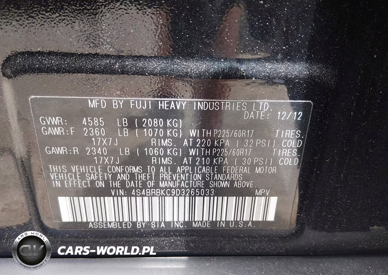 2013 Subaru Outback 2.5I Limited VIN:4S4BRBKC9D3265033 - 9
