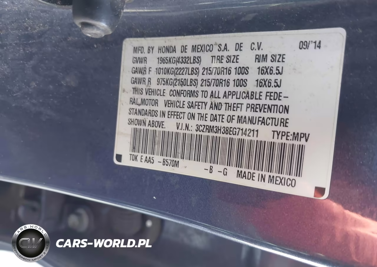 2014 Honda Cr-V Lx VIN:3CZRM3H38EG714211 - 9