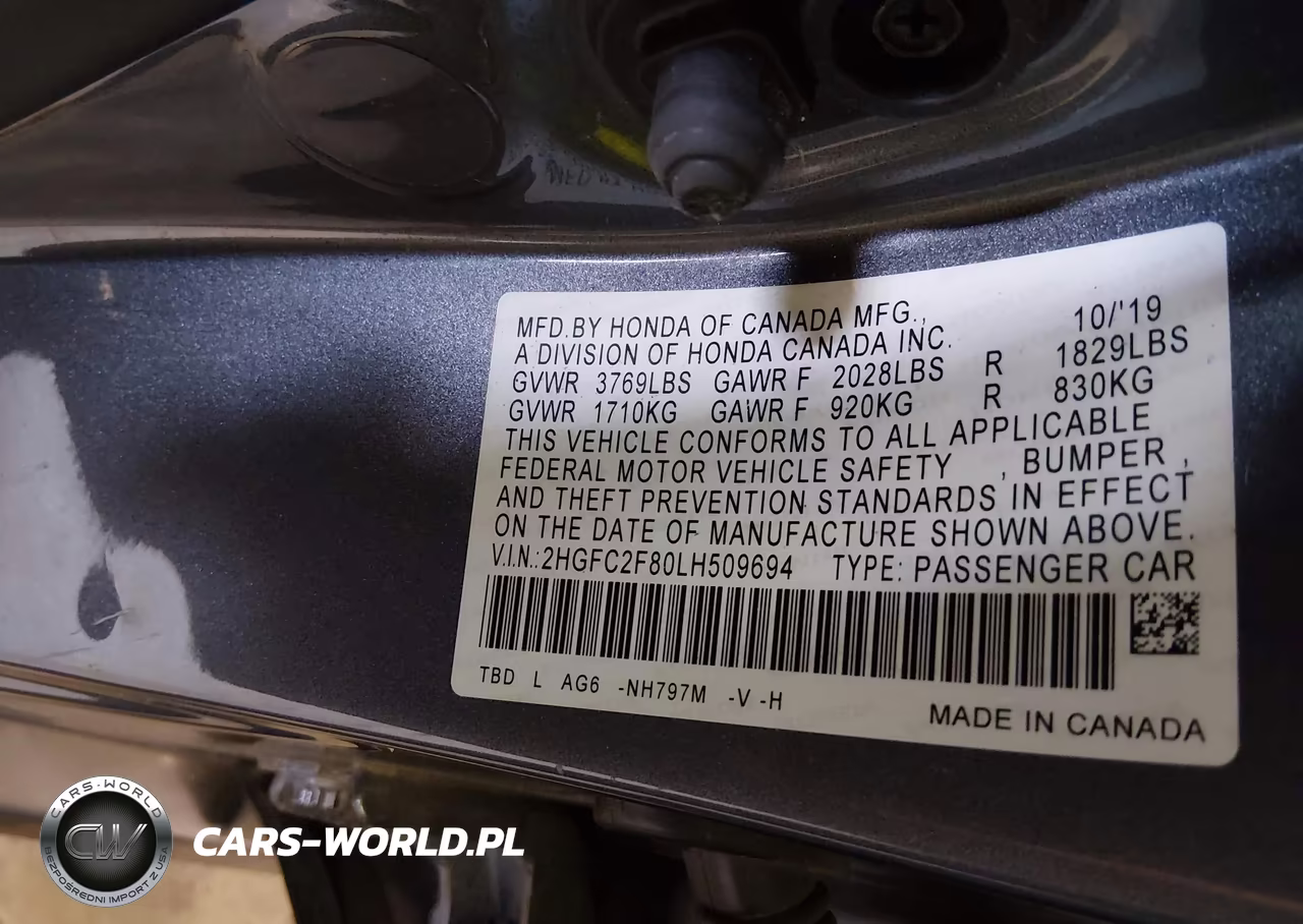 2020 Honda Civic Sport VIN:2HGFC2F80LH509694 - 9