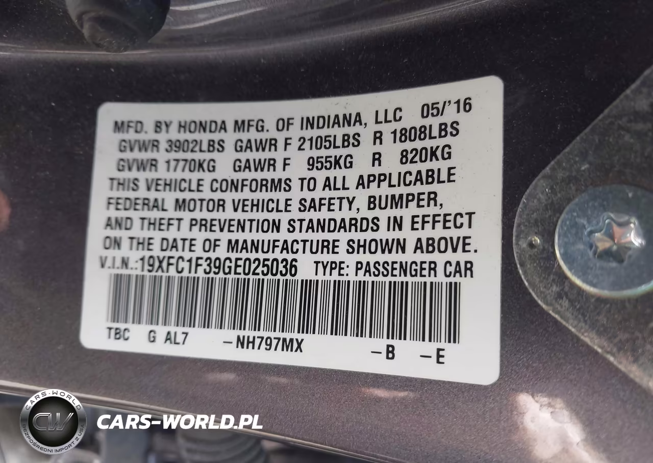 2016 Honda Civic Ex-T VIN:19XFC1F39GE025036 - 9
