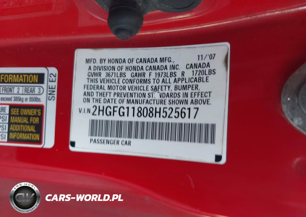 2008 Honda Civic Ex VIN:2HGFG11808H525617 - 9