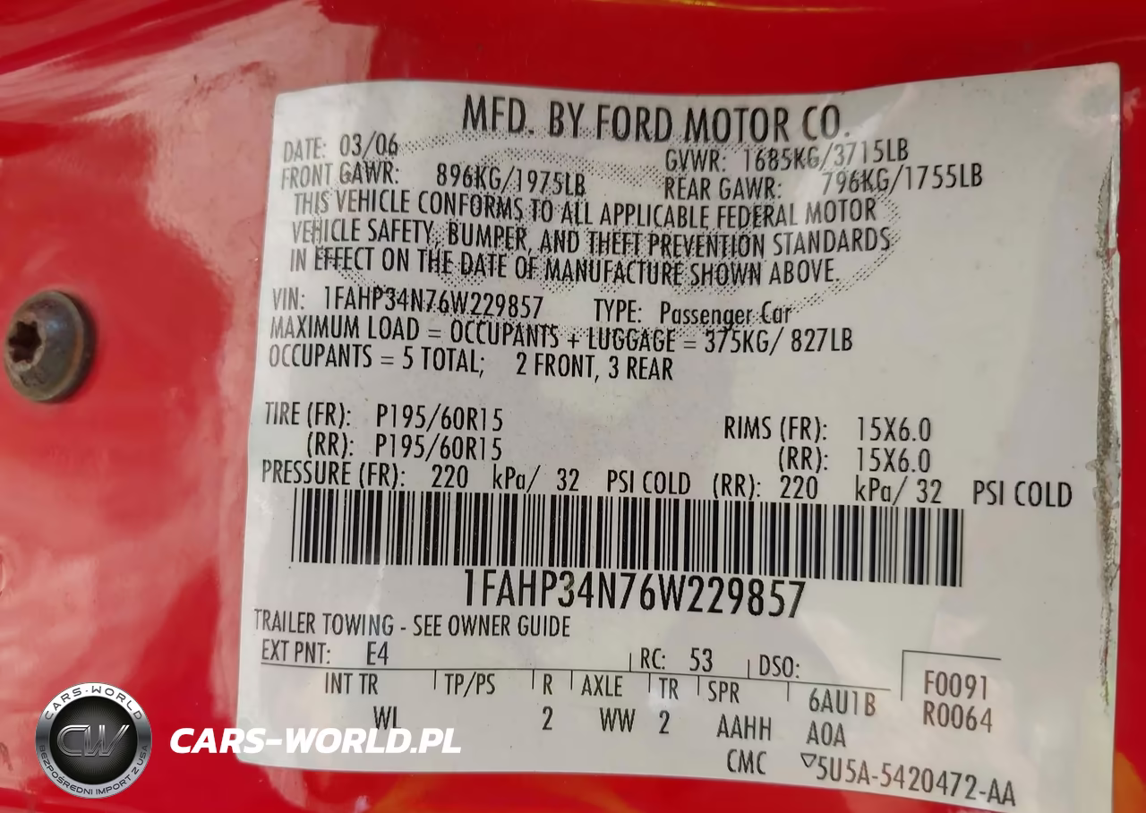 2006 Ford Focus Zx4 VIN:1FAHP34N76W229857 - 9