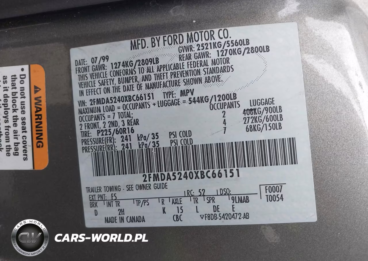 1999 Ford Windstar Se VIN:2FMDA5240XBC66151 - 9