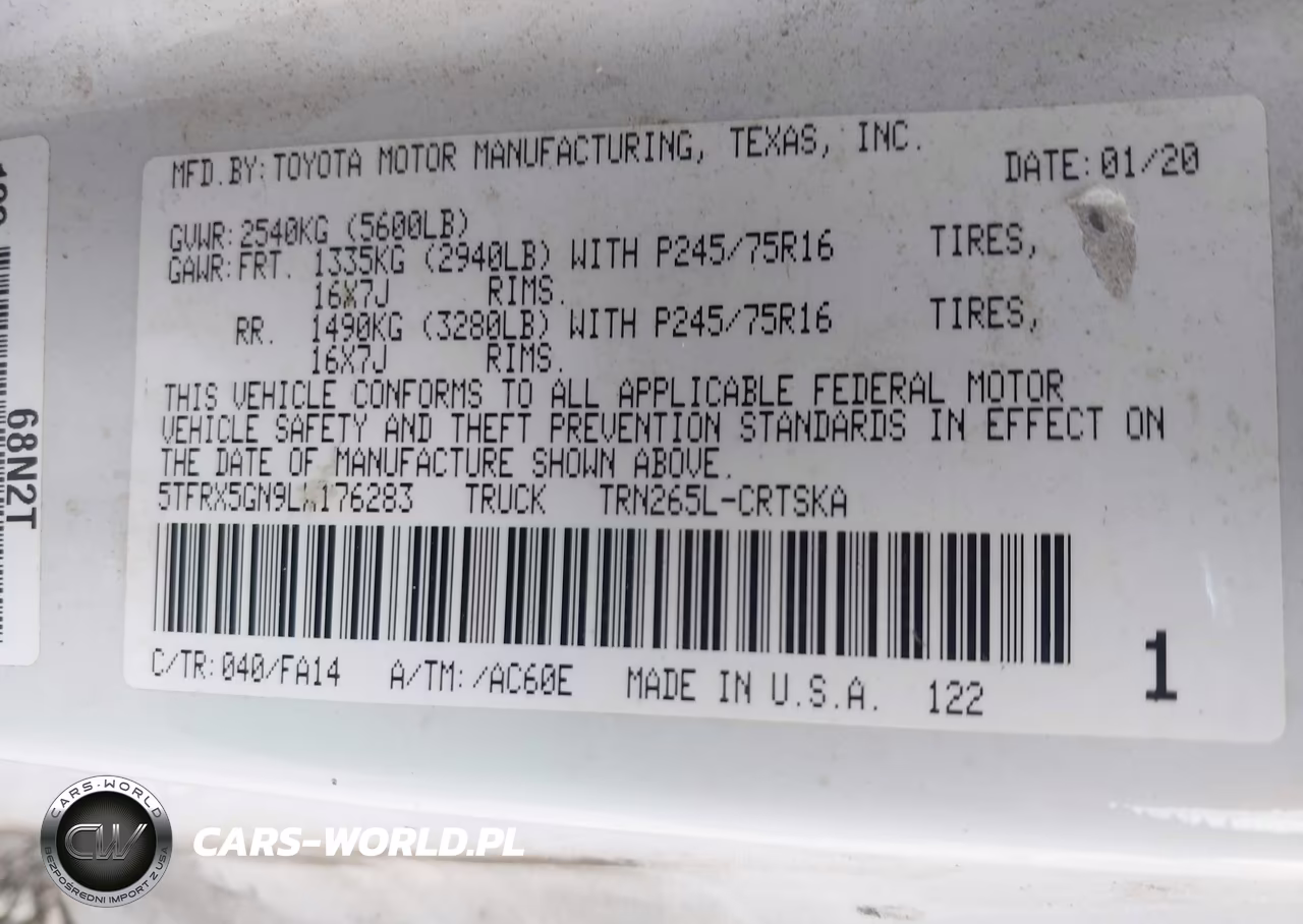 2020 Toyota Tacoma Sr VIN:5TFRX5GN9LX176283 - 9