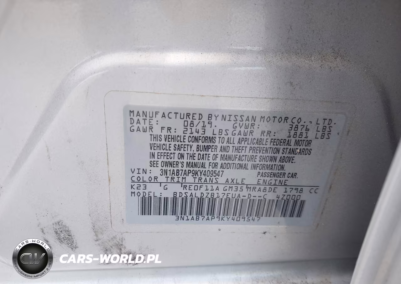2019 Nissan Sentra Sv VIN:3N1AB7AP9KY409547 - 9
