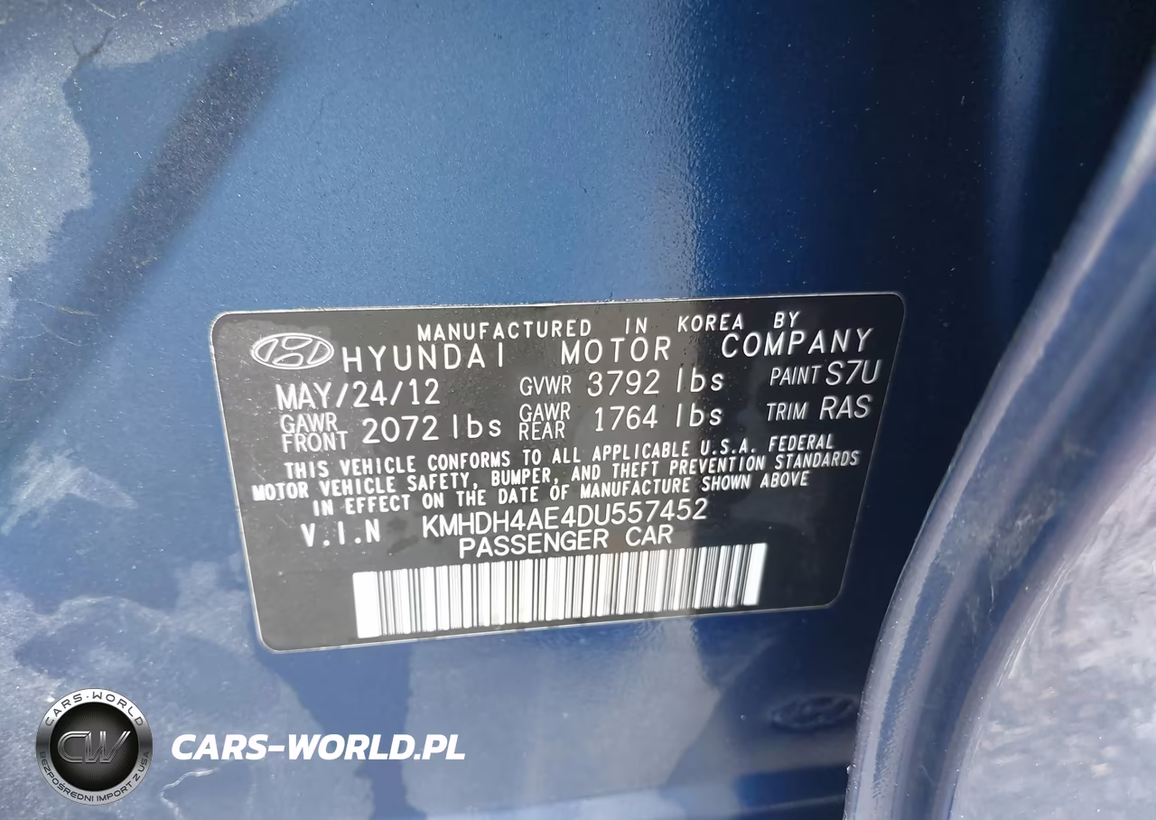 2013 Hyundai Elantra Gls VIN:KMHDH4AE4DU557452 - 9