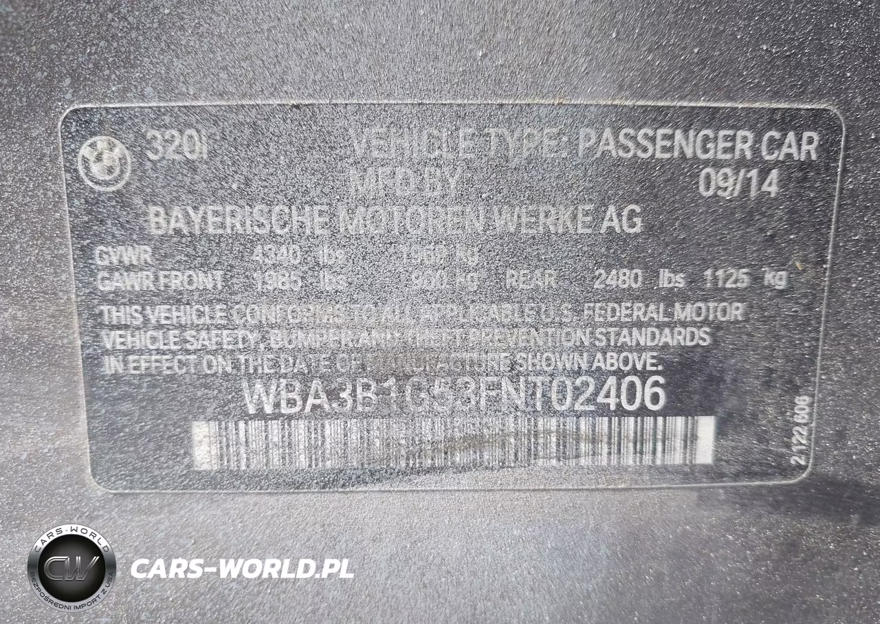 2015 BMW 320I VIN:WBA3B1G53FNT02406 - 9