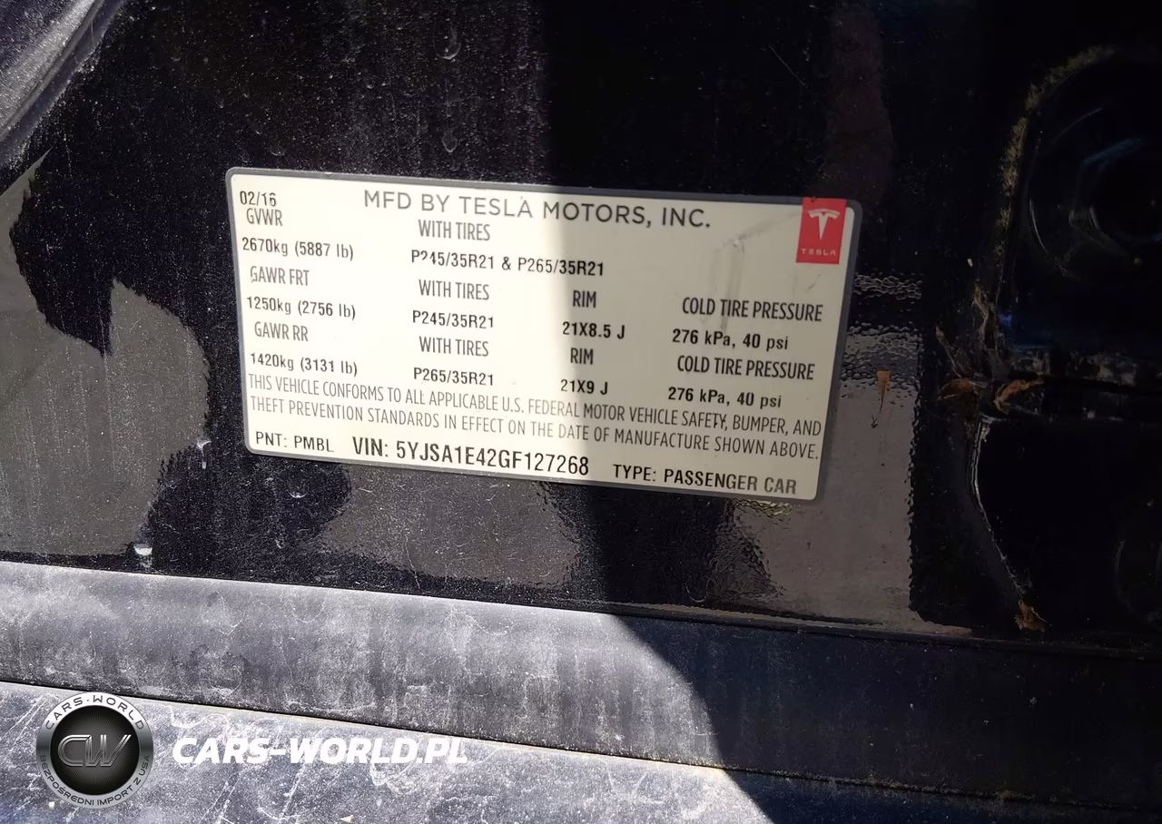 2016 Tesla Model S 90D-P100D-P85D-P90D VIN:5YJSA1E42GF127268 - 9
