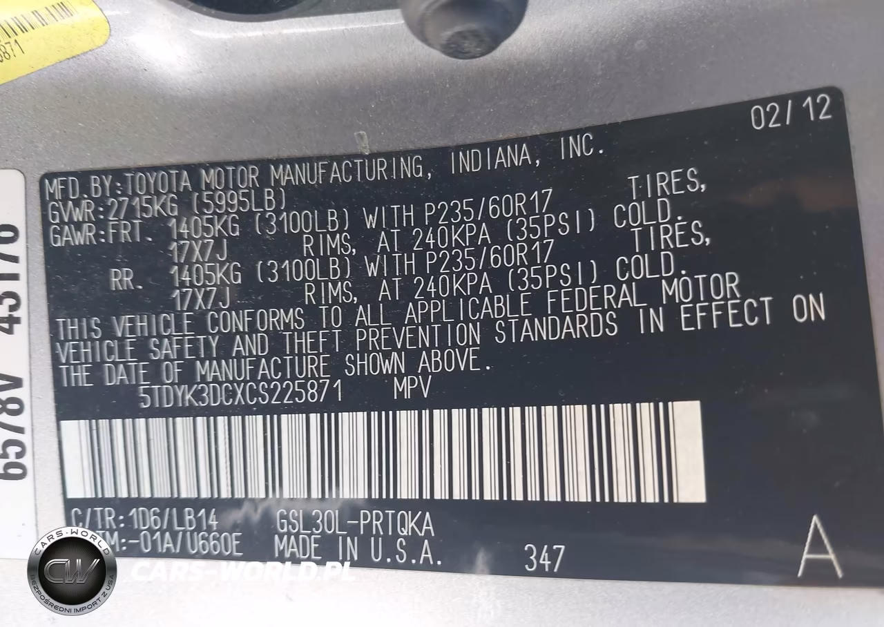 2012 Toyota Sienna Xle V6 8 Passenger VIN:5TDYK3DCXCS225871 - 9