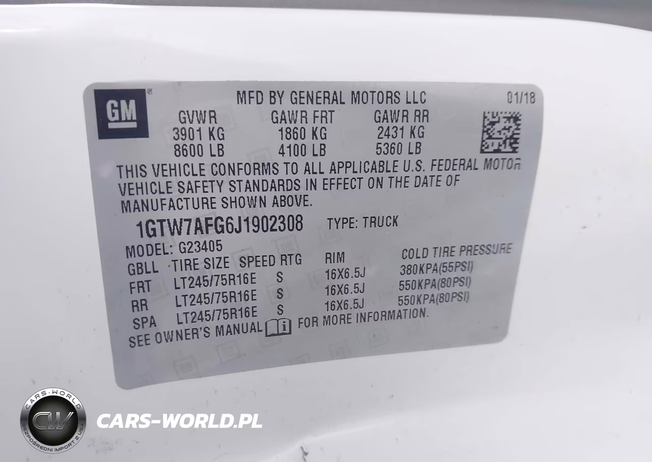 2018 GMC Savana 2500 Work Van VIN:1GTW7AFG6J1902308 - 9