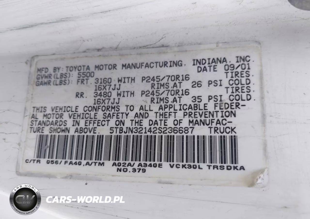 2002 Toyota Tundra Base (A4) VIN:5TBJN32142S236687 - 9