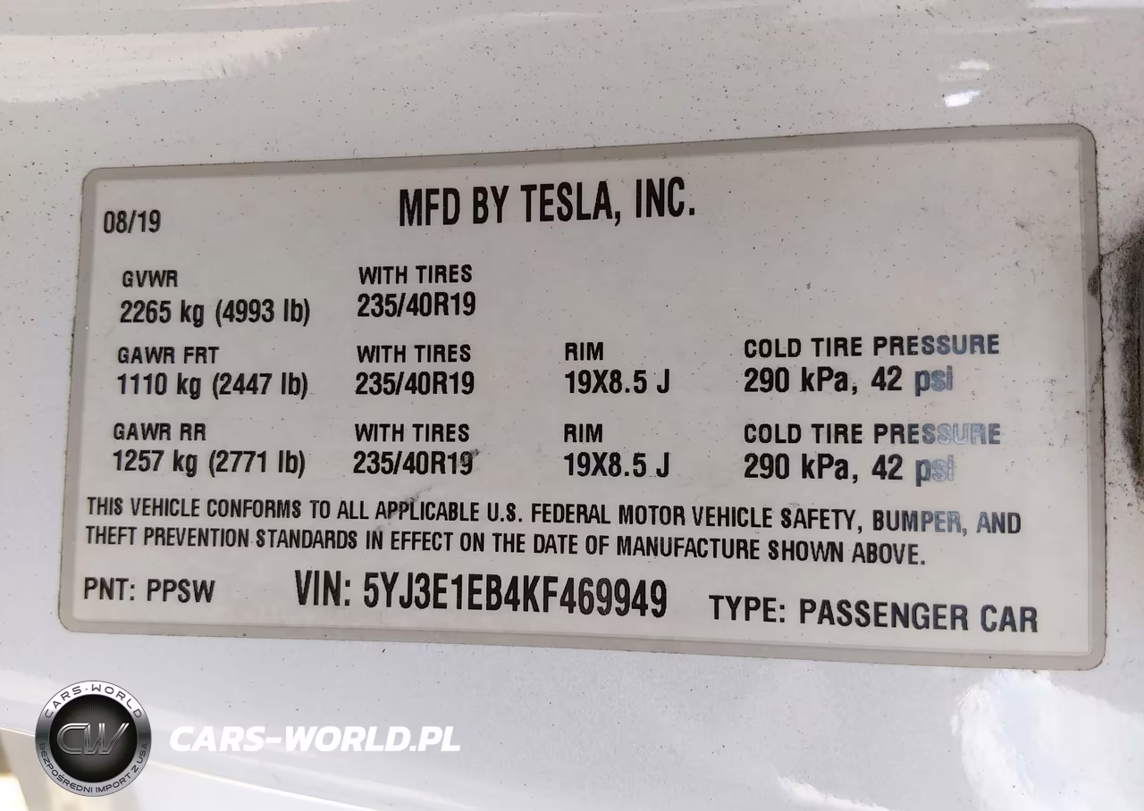 2019 Tesla Model 3 Long Range-Performance VIN:5YJ3E1EB4KF469949 - 9