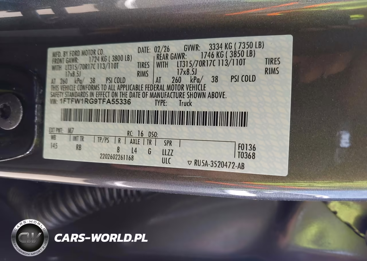 2026 Ford F-150 Raptor VIN:1FTFW1RG9TFA55336 - 9