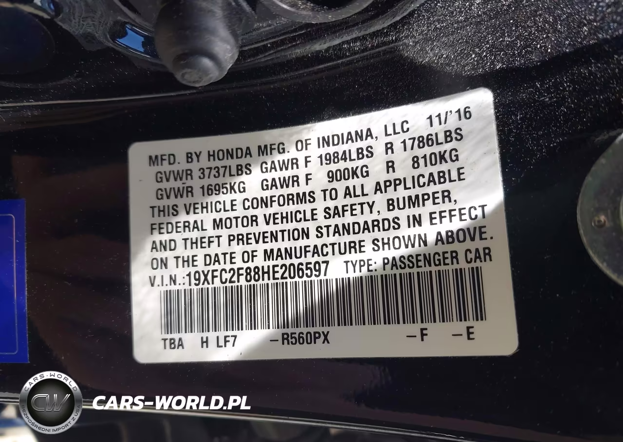 2017 Honda Civic Ex VIN:19XFC2F88HE206597 - 9