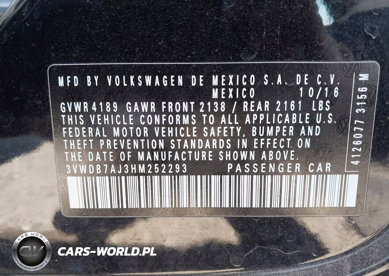 2017 Volkswagen Jetta 1.4T Se VIN:3VWDB7AJ3HM252293 - 9