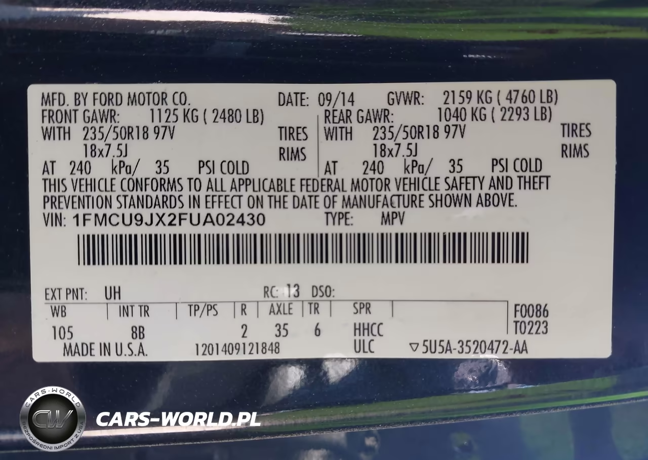 2015 Ford Escape Titanium VIN:1FMCU9JX2FUA02430 - 9