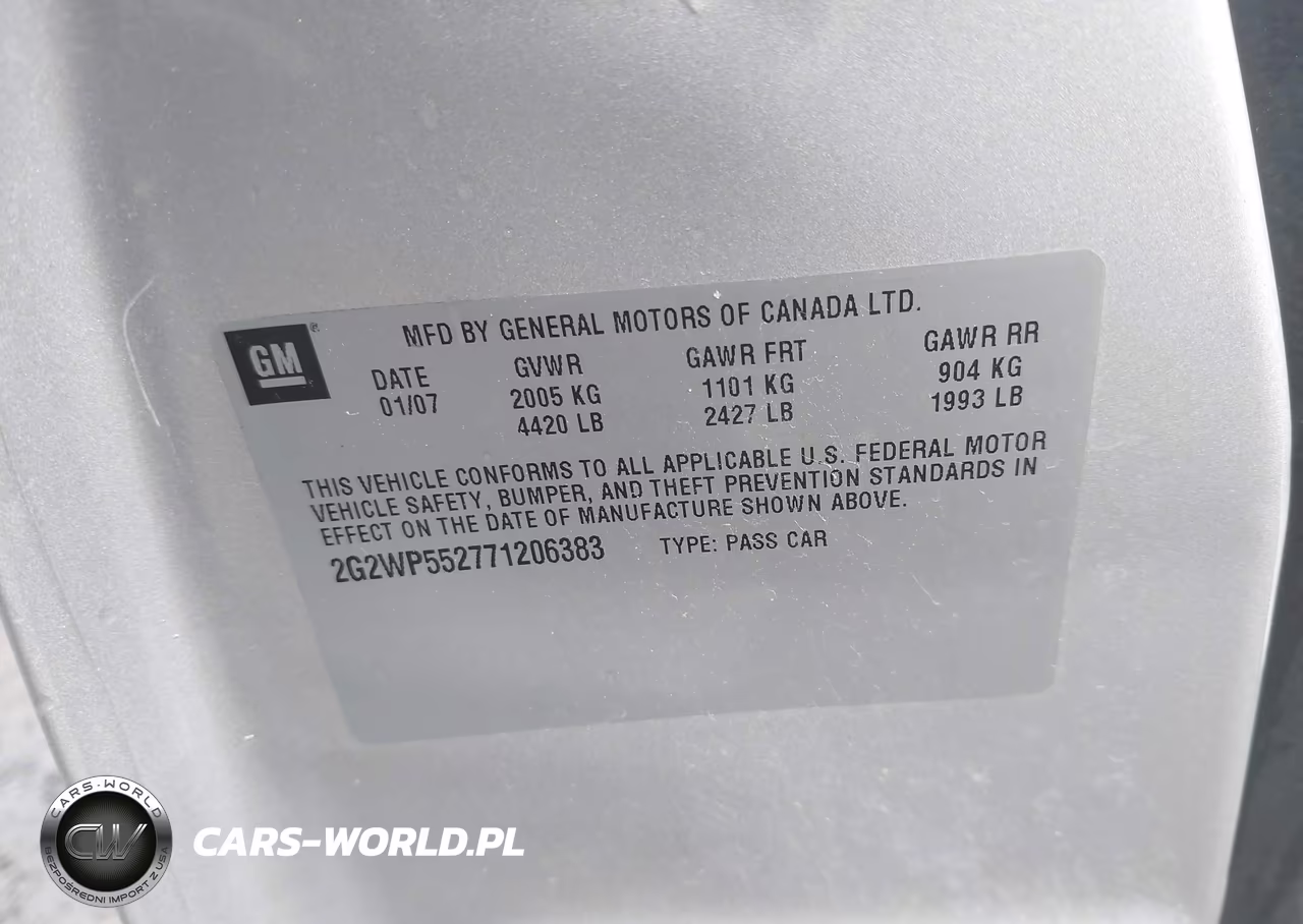 2007 Pontiac Grand Prix VIN:2G2WP552771206383 - 9