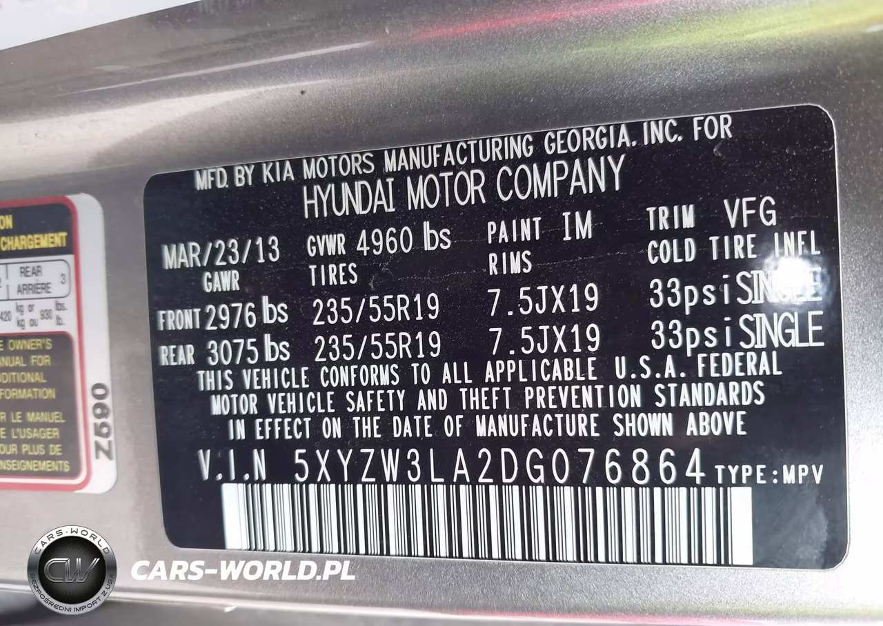 2013 Hyundai Santa Fe Sport 2.0T VIN:5XYZW3LA2DG076864 - 9