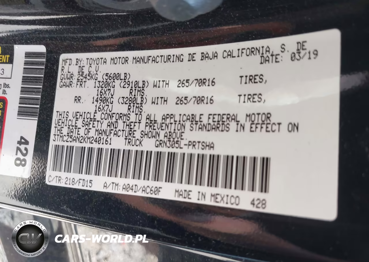 2019 Toyota Tacoma Trd Off Road VIN:3TMCZ5AN2KM240161 - 9