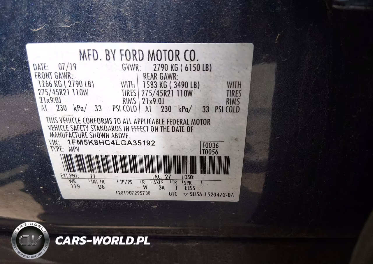 2020 Ford Explorer Platinum VIN:1FM5K8HC4LGA35192 - 9