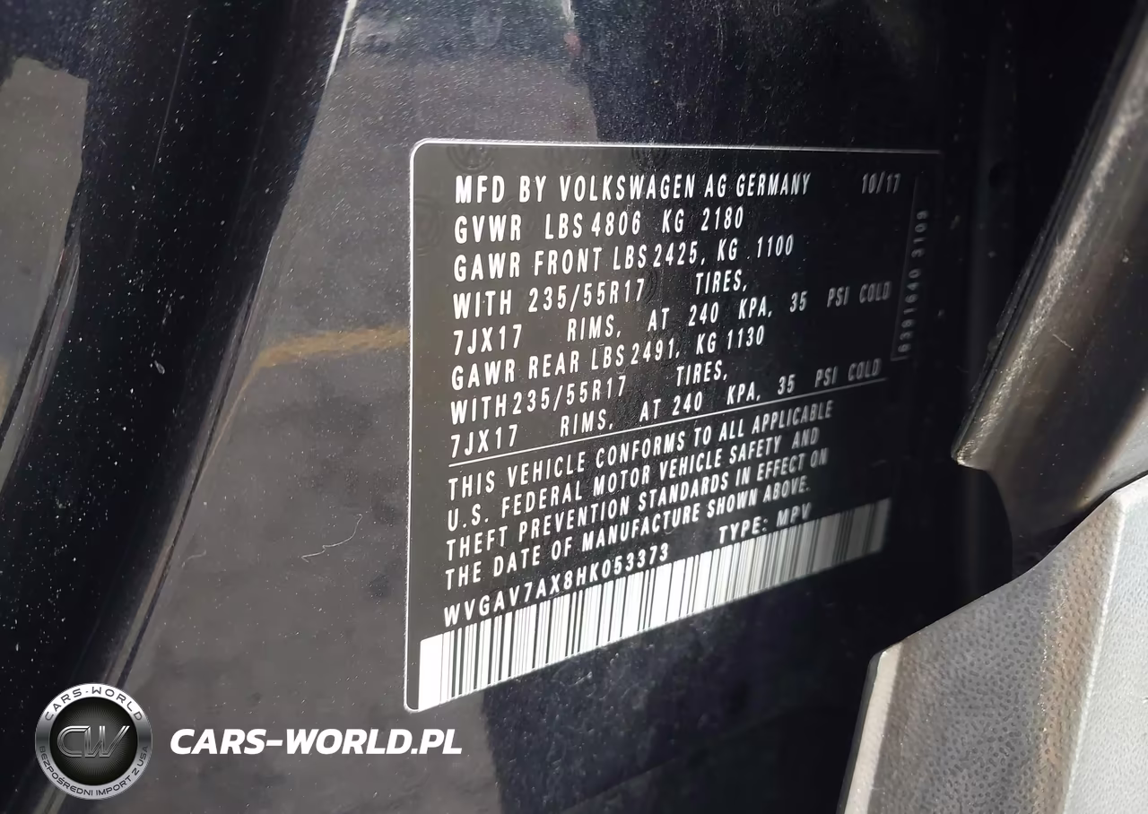 2017 Volkswagen Tiguan 2.0T-2.0T S VIN:WVGAV7AX8HK053373 - 9