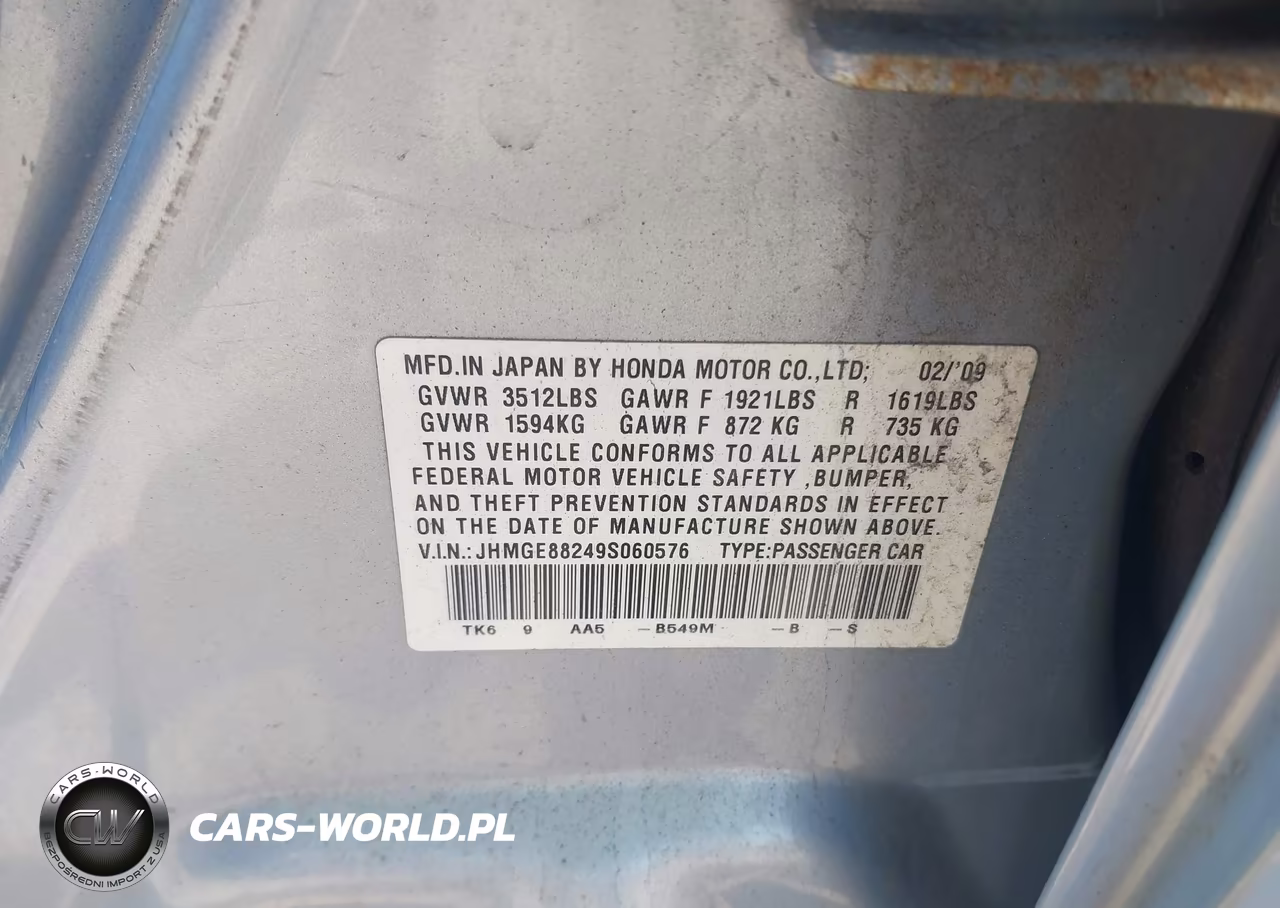 2009 Honda Fit VIN:JHMGE88249S060576 - 9