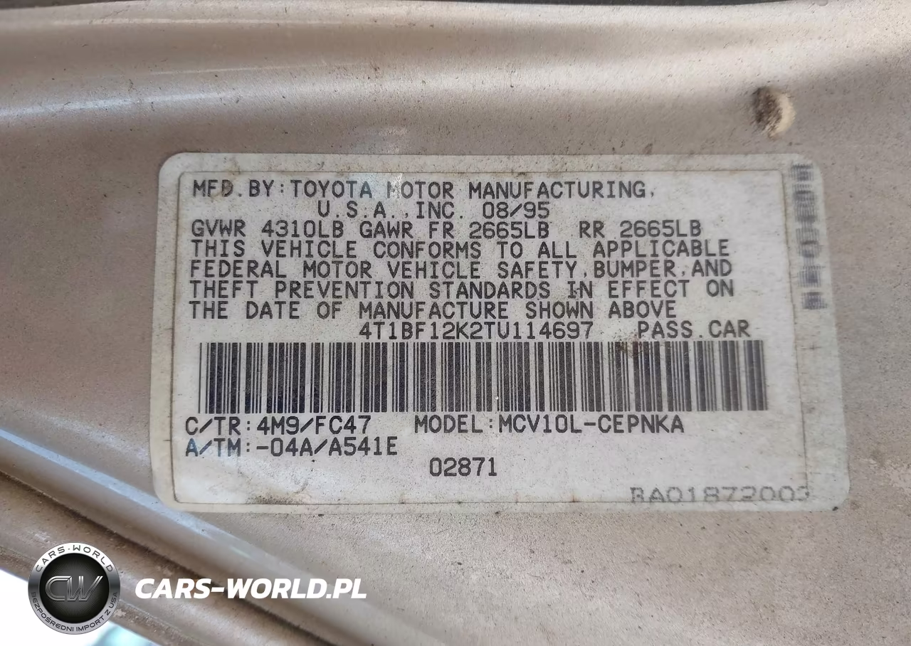 1996 Toyota Camry Le-Xle-Se VIN:4T1BF12K2TU114697 - 9