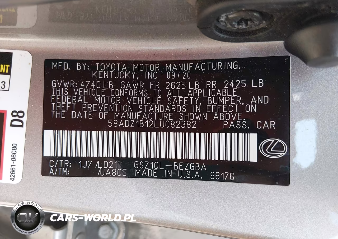2020 Lexus Es 350 VIN:58ADZ1B12LU082382 - 9