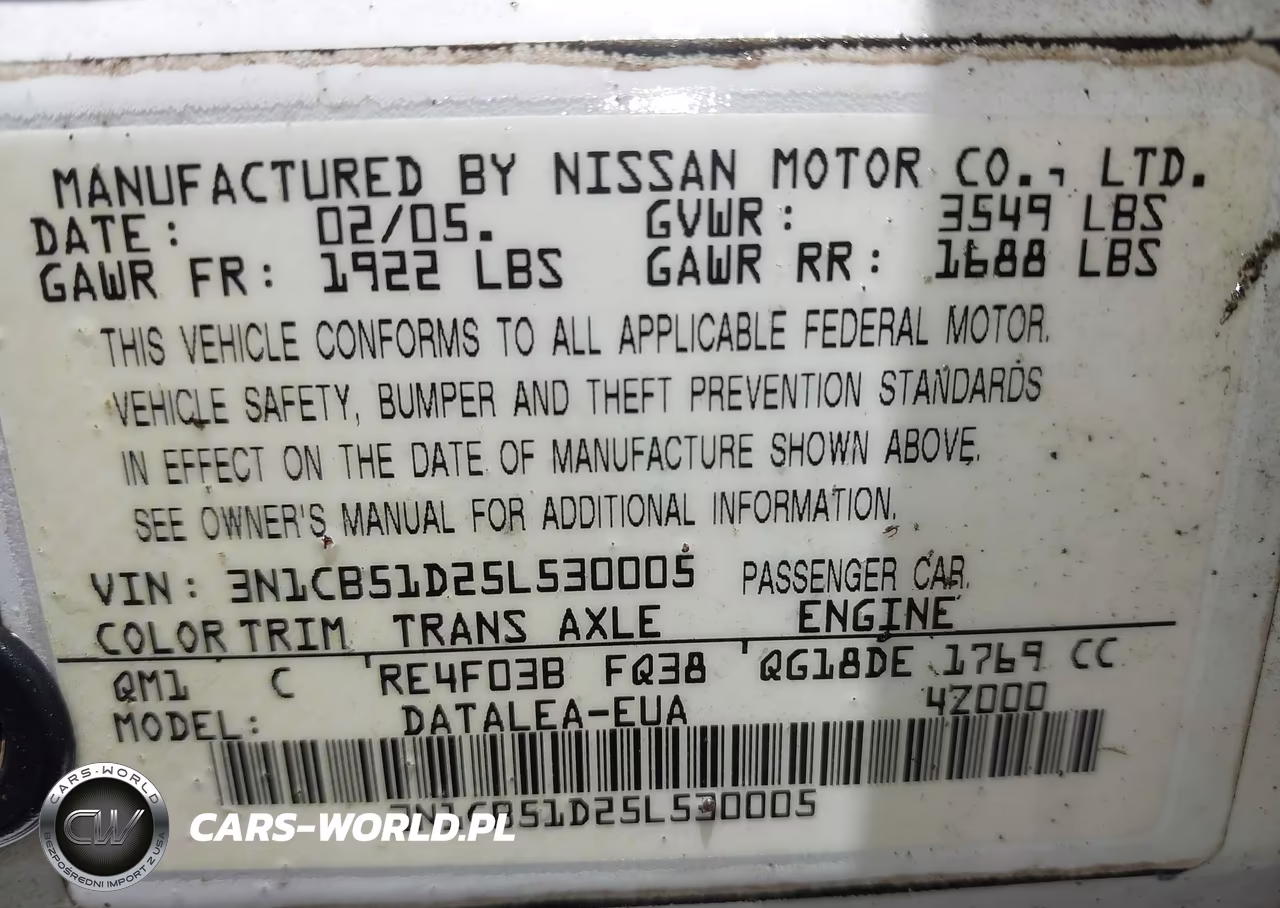 2005 Nissan Sentra 1.8S VIN:3N1CB51D25L530005 - 9