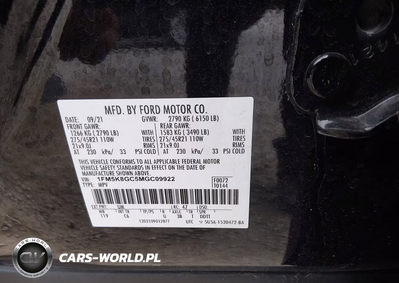 2021 Ford Explorer St VIN:1FM5K8GC5MGC09922 - 9