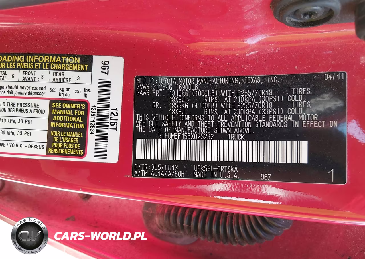 2011 Toyota Tundra Grade 4.6L V8 VIN:5TFUM5F15BX025232 - 8
