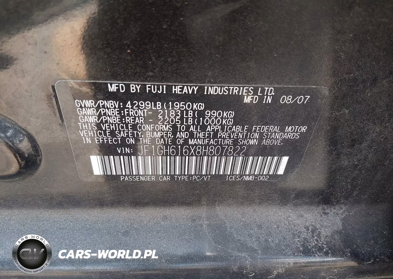 2008 Subaru Impreza Wagon (Natl) I W-Premium Pkg VIN:JF1GH616X8H807822 - 9