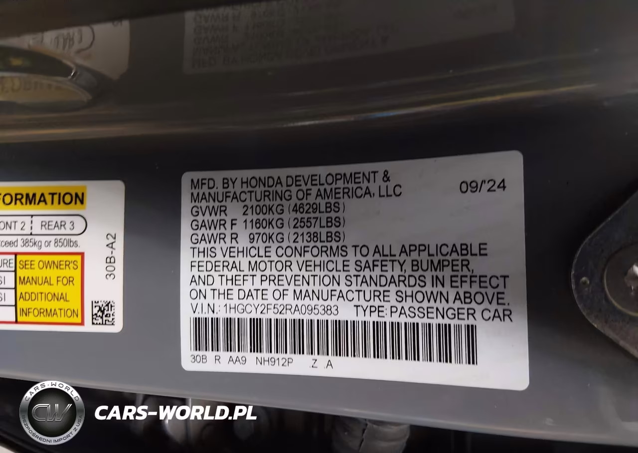 2024 Honda Accord Hybrid Sport VIN:1HGCY2F52RA095383 - 9