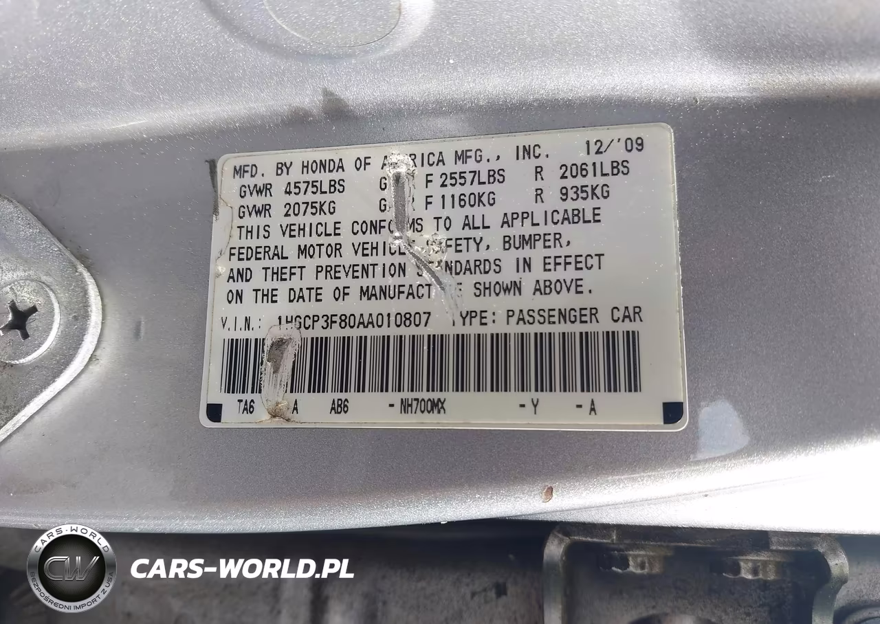 2010 Honda Accord 3.5 Ex-L VIN:1HGCP3F80AA010807 - 9